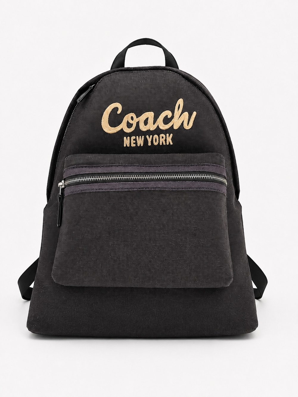 Coach Black Canvas Backpack with Gold Script Logo (NWT)